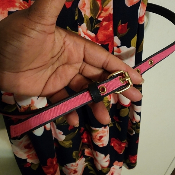 Karin Stevens Sleeveless Floral Dress Zip In Back Size 6 With Belt - Picture 3 of 10